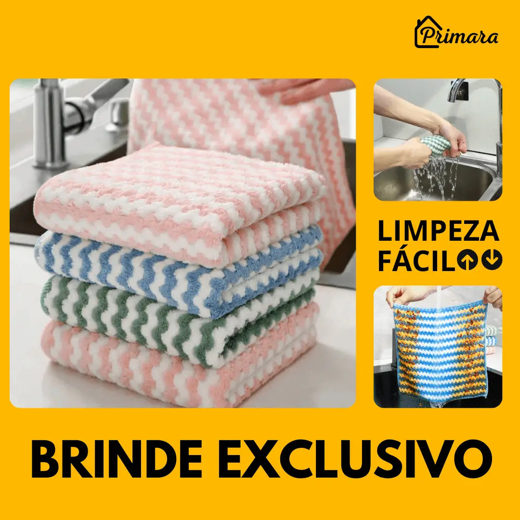 Tapete Escorredor de Louça Absorvente Primar™ + 3 Panos de Microfibra de Brinde