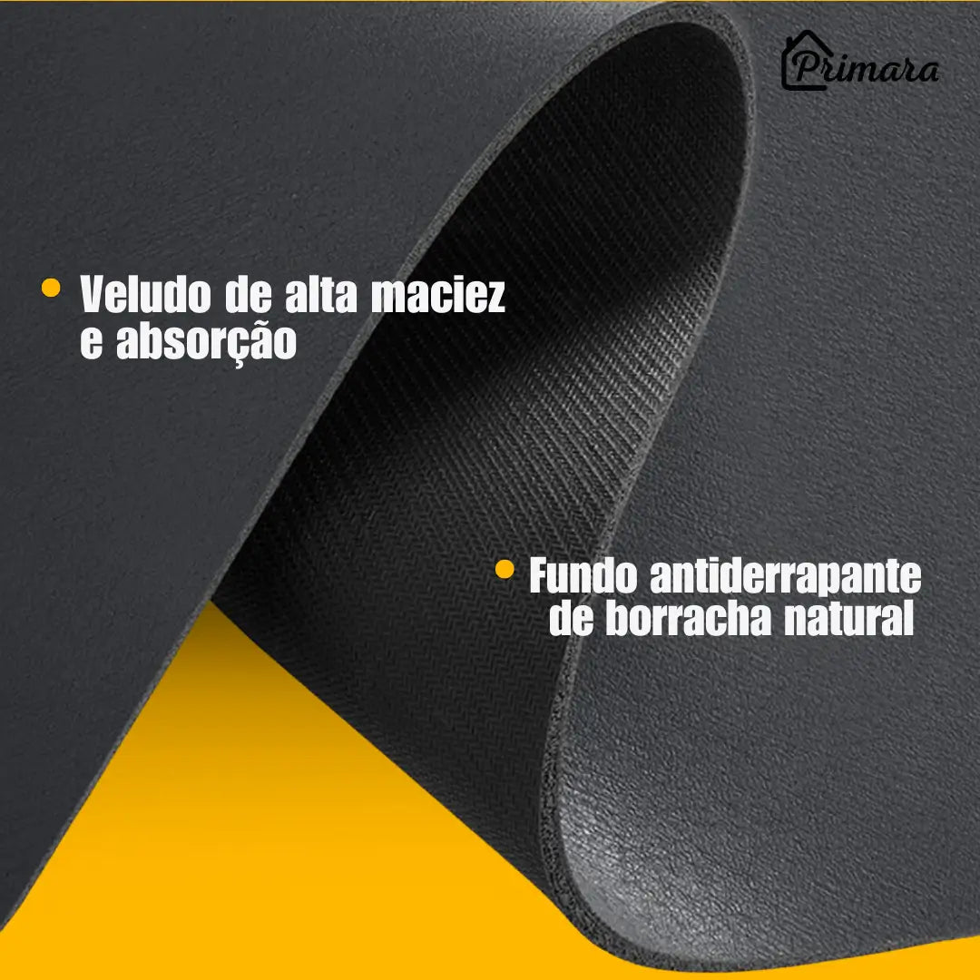 Tapete Escorredor de Louça Absorvente Primar™ + 3 Panos de Microfibra de Brinde