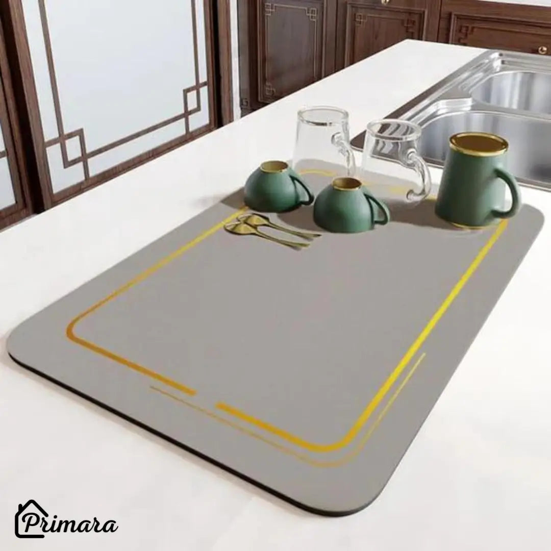 Tapete Escorredor de Louça Absorvente Primar™ + 3 Panos de Microfibra de Brinde
