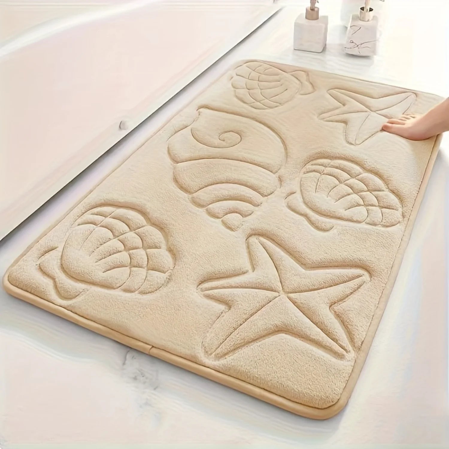 Tapete de Banheiro com Estampa de Conchas